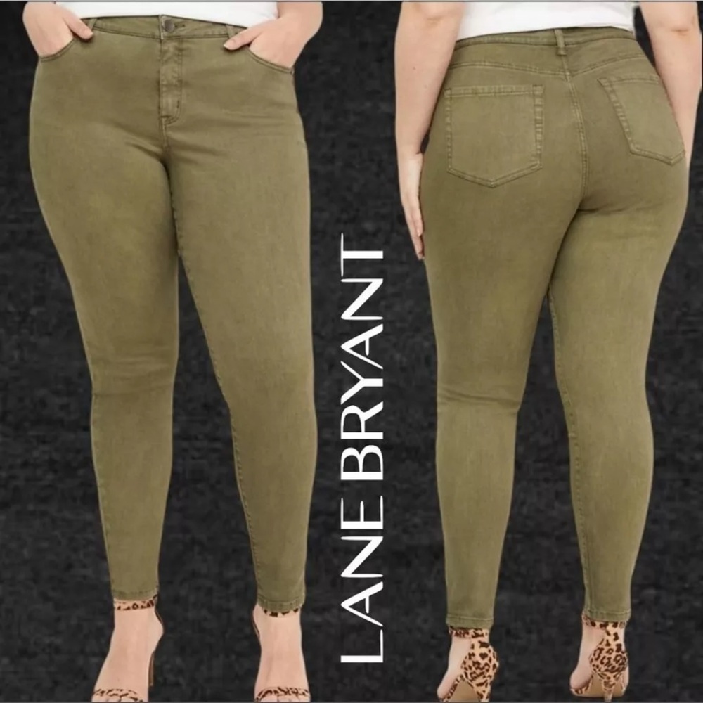 NWT LANE BRYANT Mid Rise Super Stretch Skinny Fit Army Green